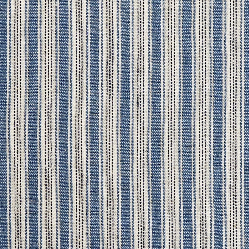 Cotton Linen Ticking Stripe Mid Blue