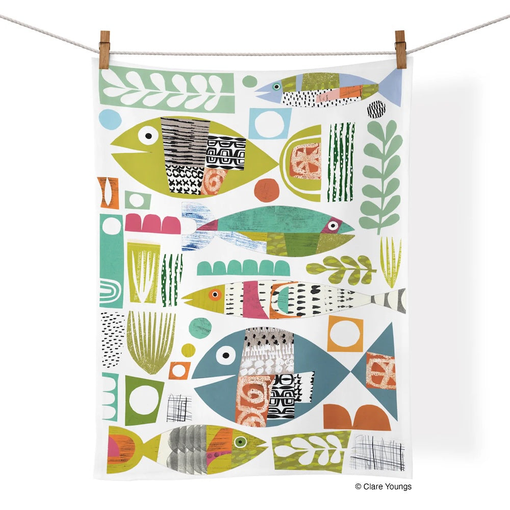 Fish School Tea Towel