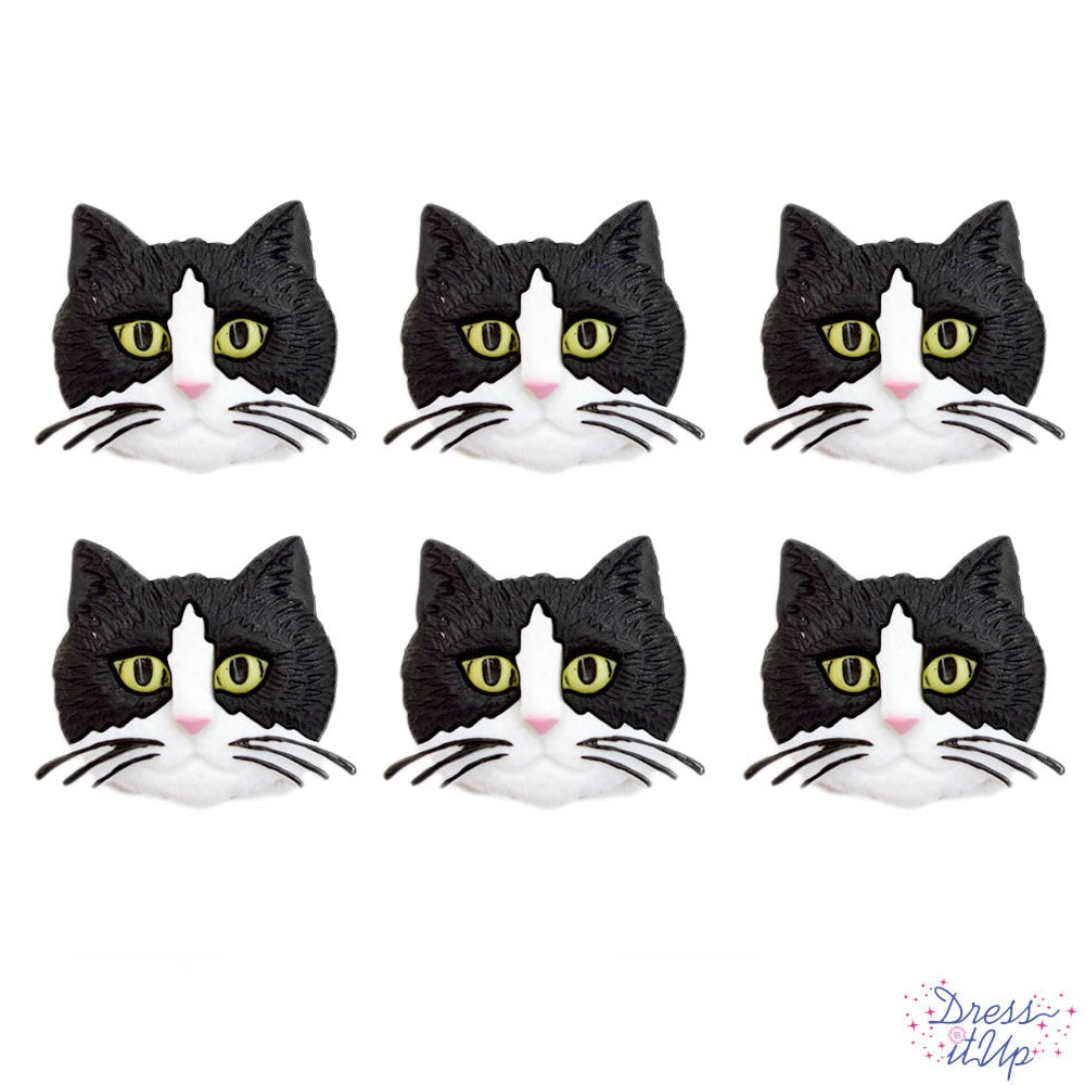 Black and White Cat Head Buttons