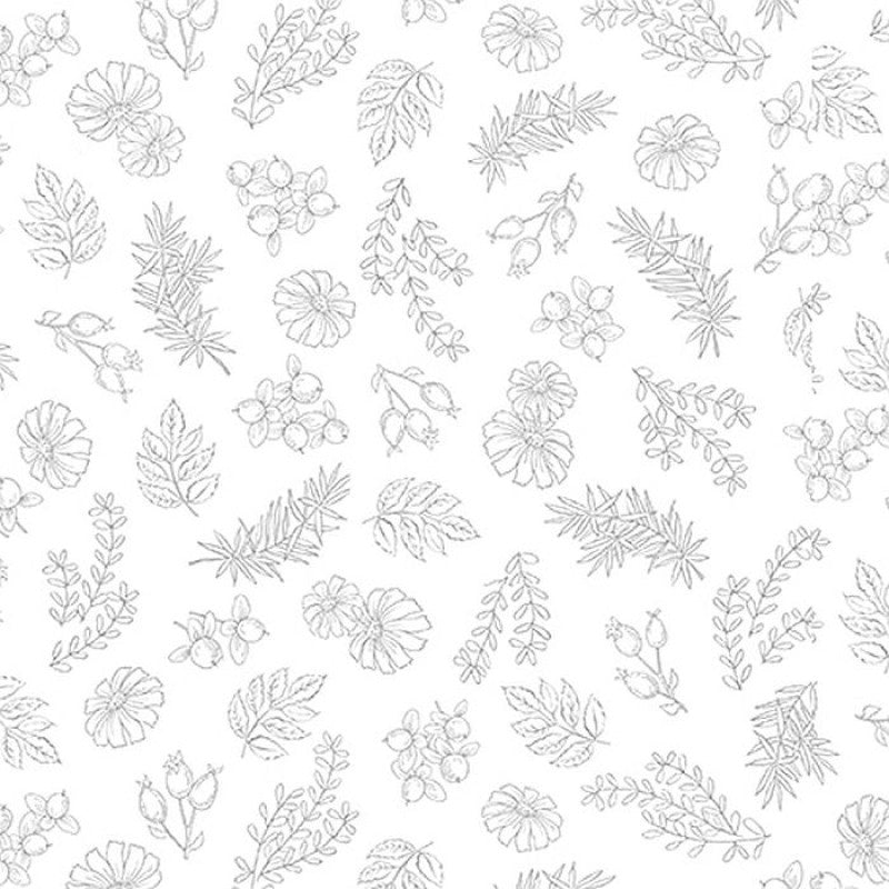 Healing Garden Botanical Sketches in White