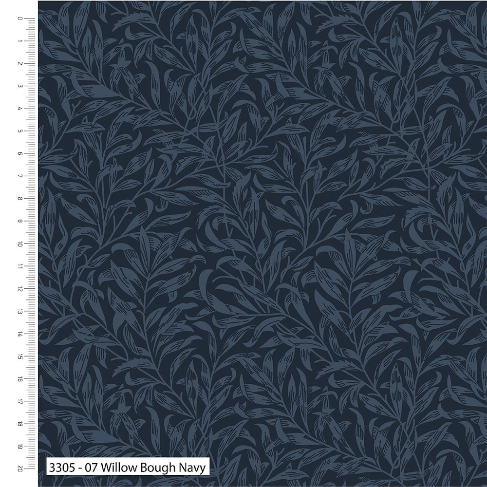 William Morris Willow Bough in Navy Quilt Backer