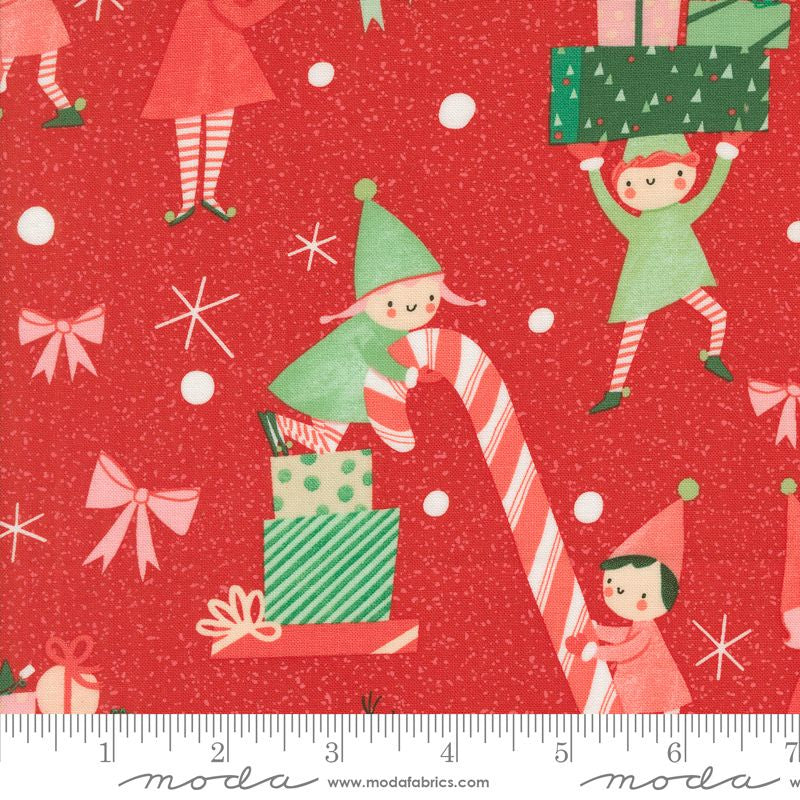 Tiny Christmas Elves in Christmas Red