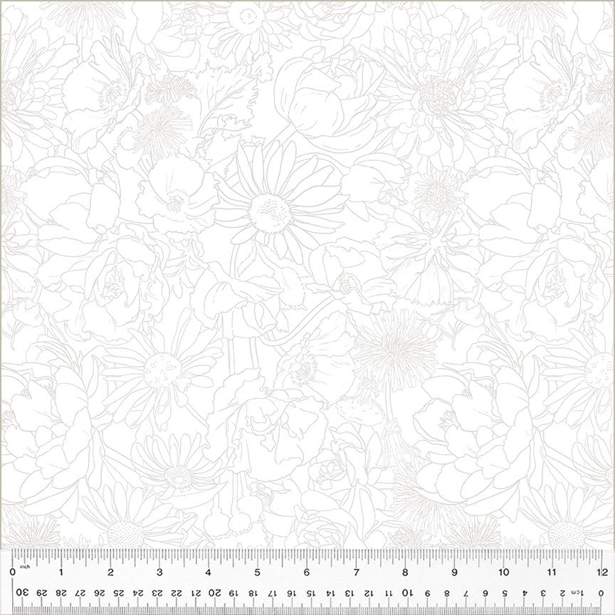 Spring Dreams Garden Sketch White on White