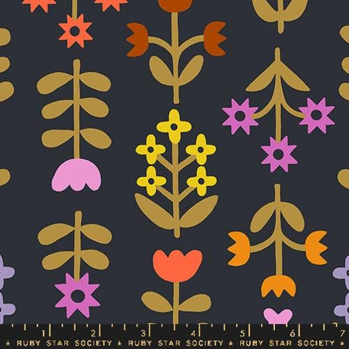 Favorite Flowers Meadow Canvas in Soft Black