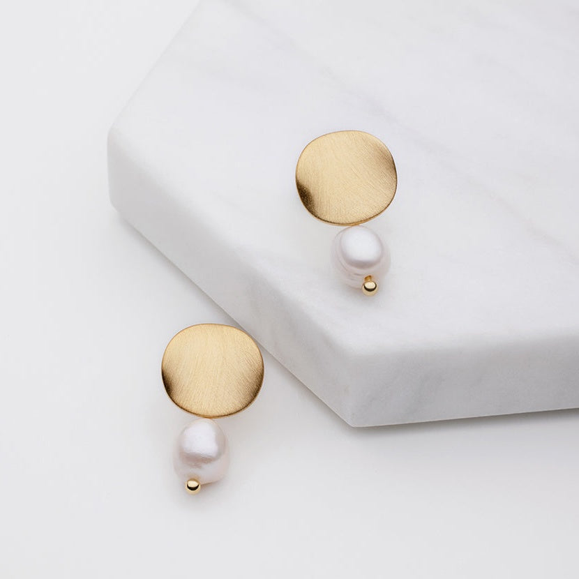 Hazel Earring Fresh Water Pearl - Gold