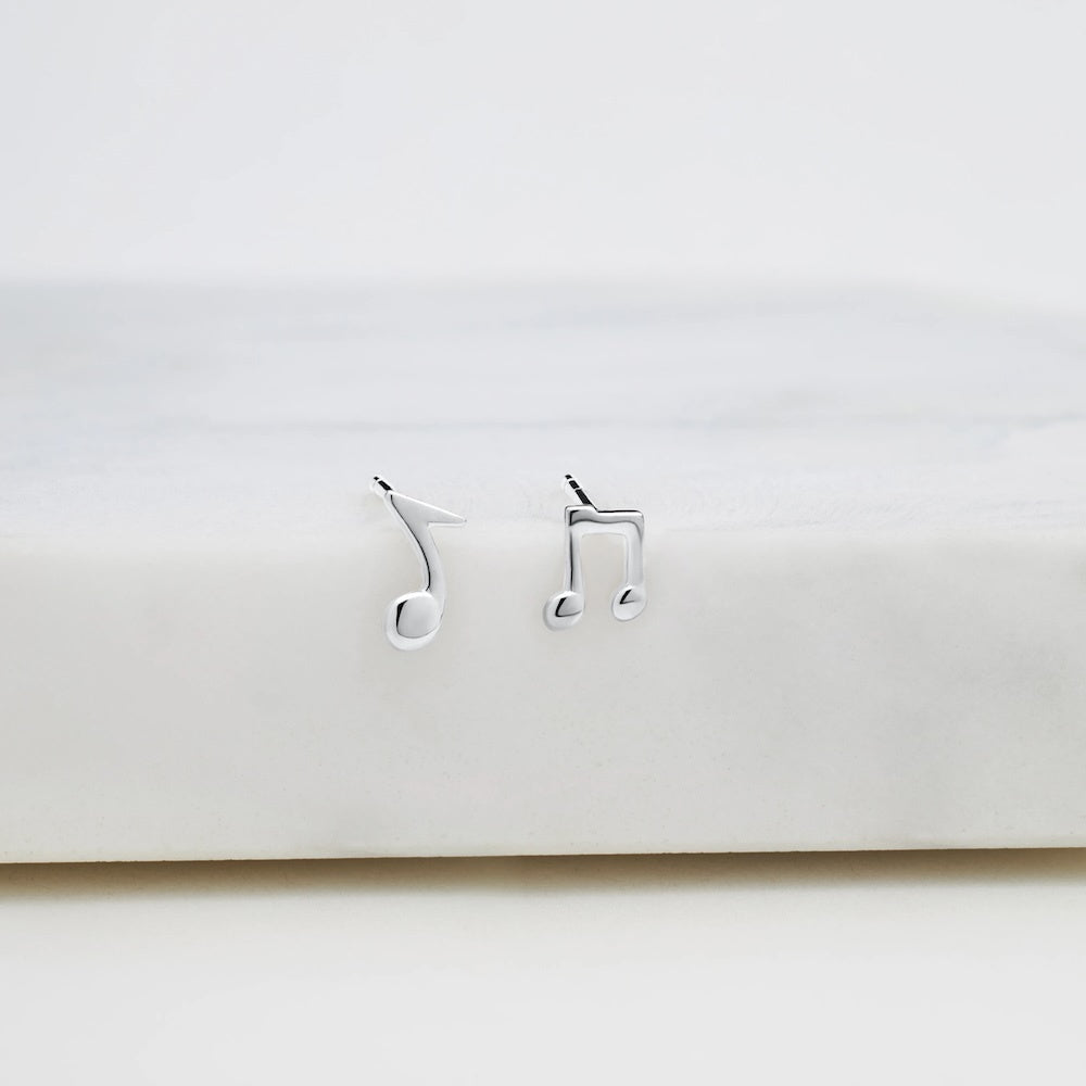 Muscial Notes Stud Earrings in Sterling Silver