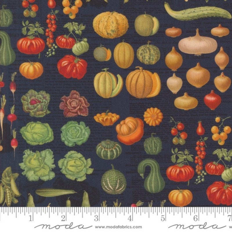 Farm and Garden Harvest Flat Lay in Indigo