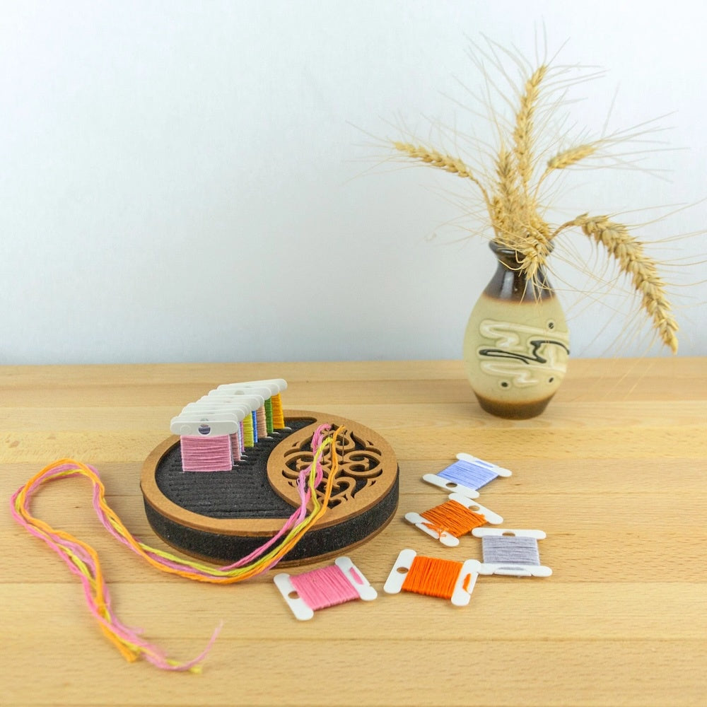 Handcrafted Wooden Embroidery Floss and Needle Organiser