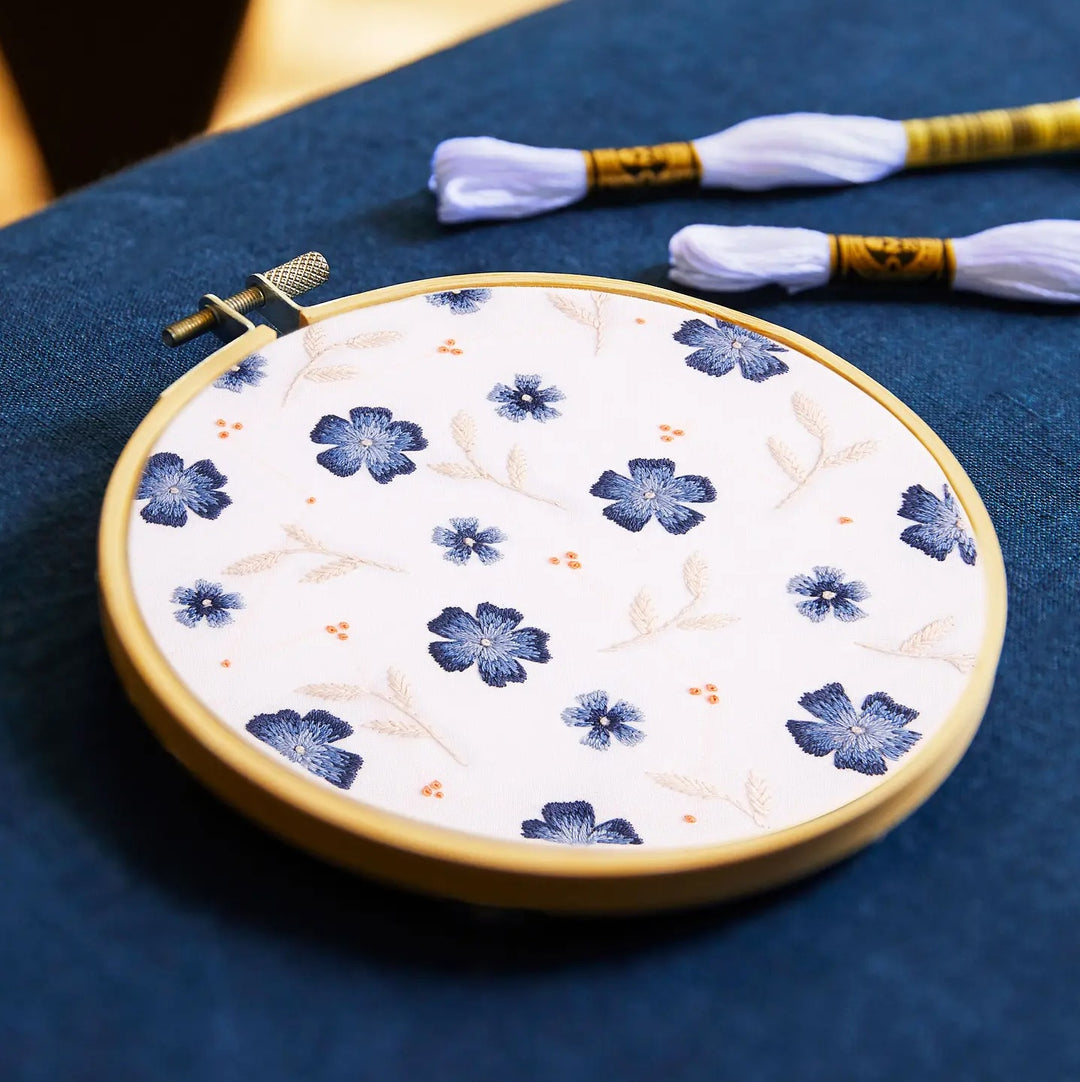 Blue Ditsy Florals Embroidery Kit