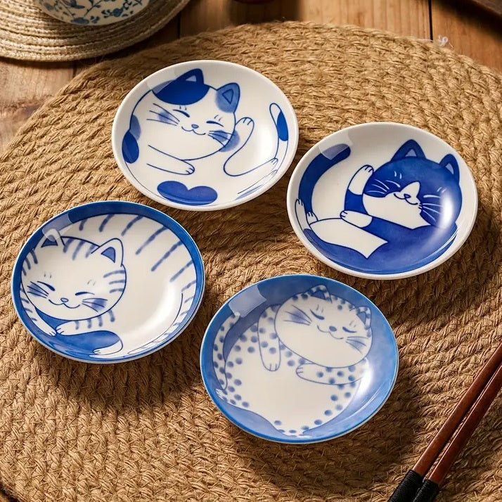 Blue and White Cat Bowl
