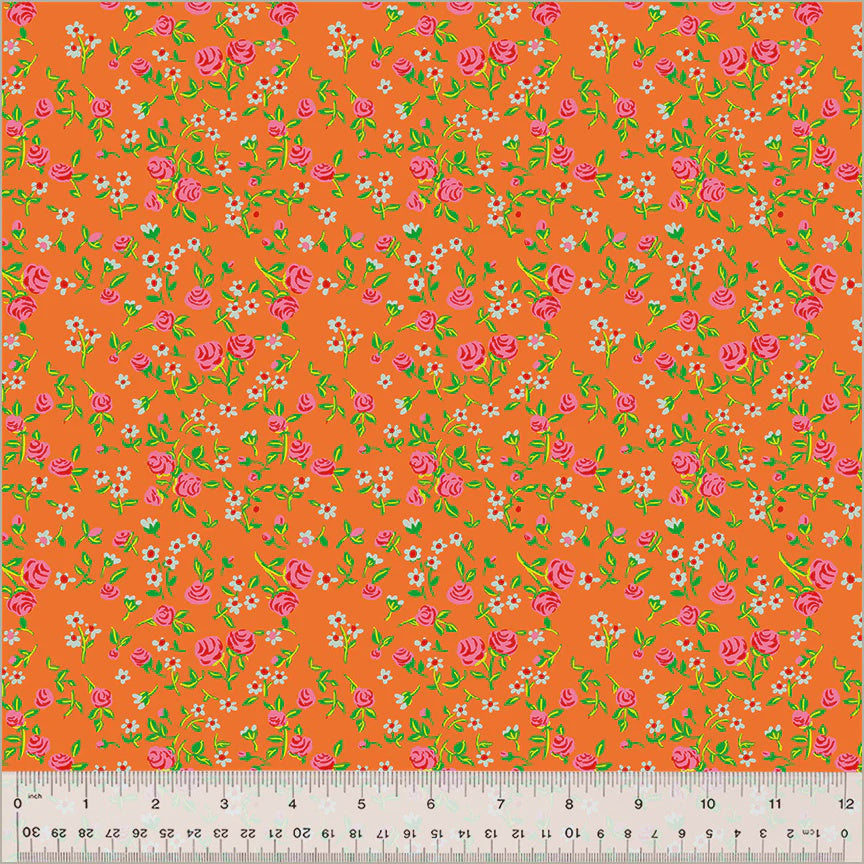 By Hand Mousy Floral in Tangerine