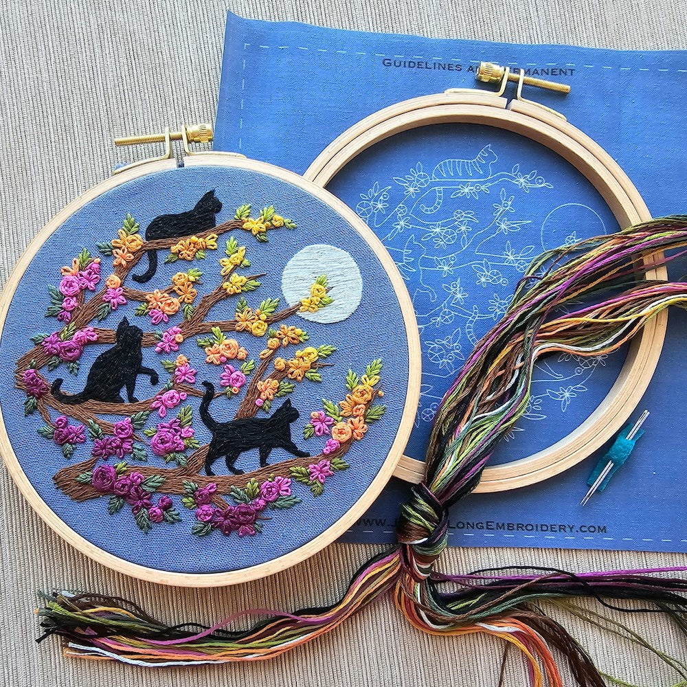 Catwalk - Cats with Full Moon Embroidery Kit
