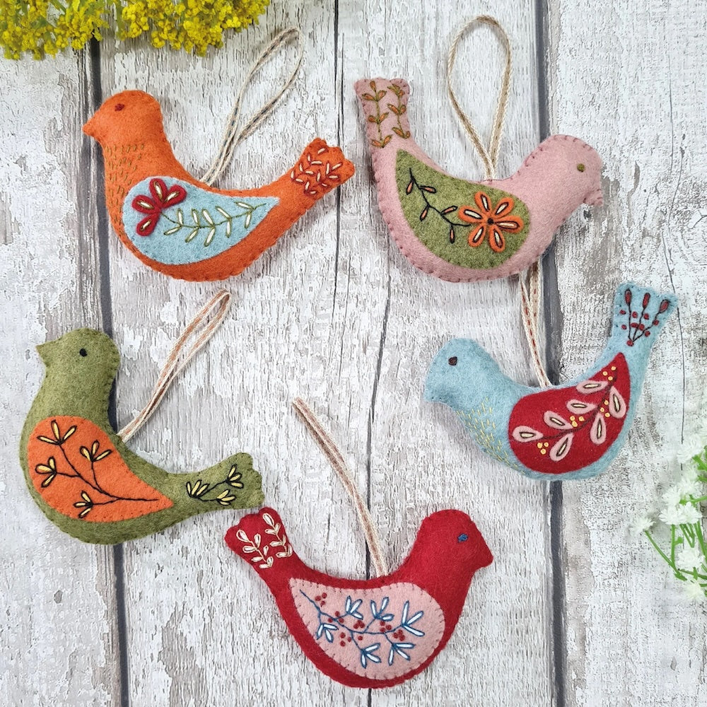 Folk Birds Wool Felt Craft Kit