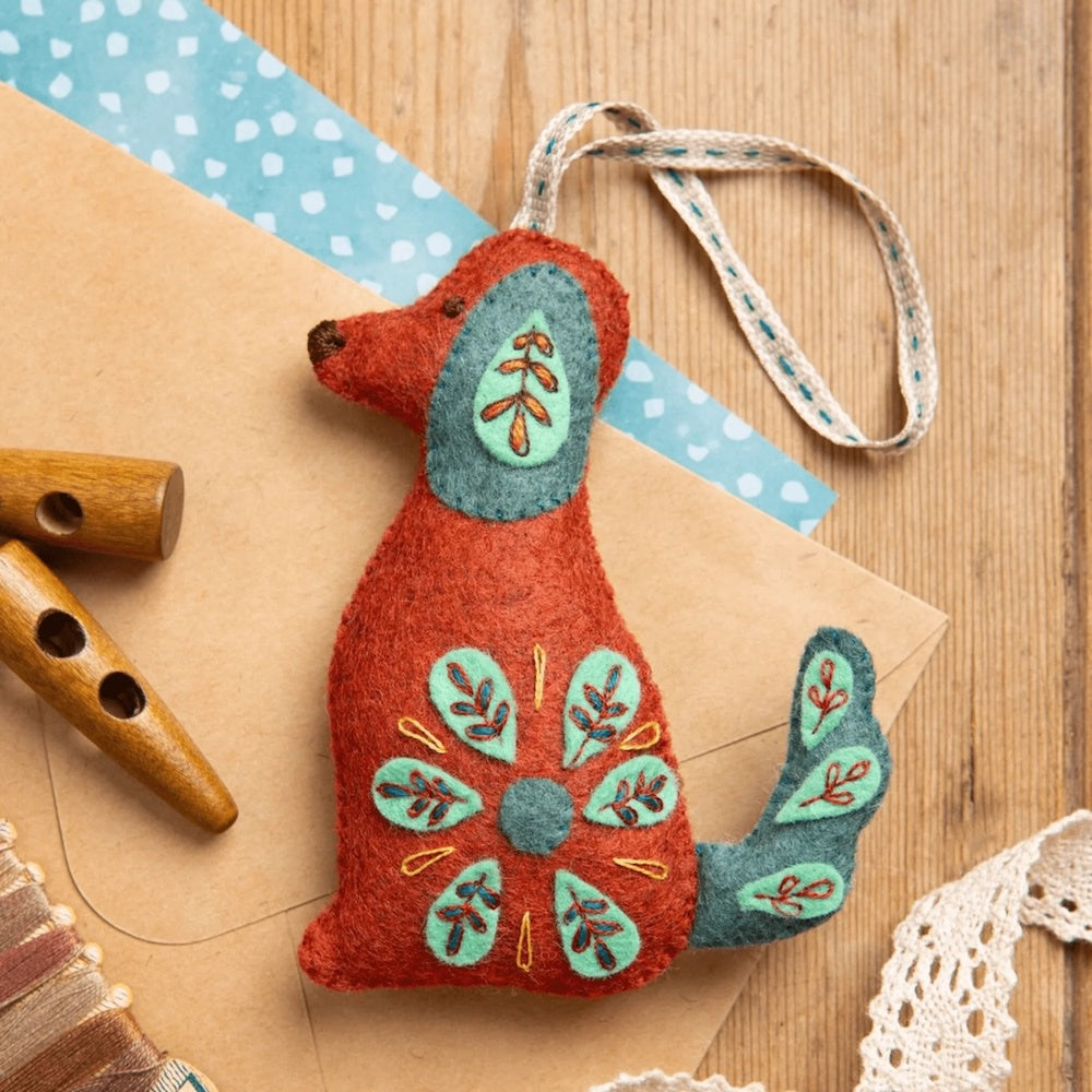 Folk Embroidered Dog Felt Kit
