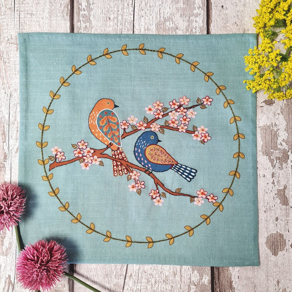 Birds & Blossoms Printed Linen Embroidery Kit