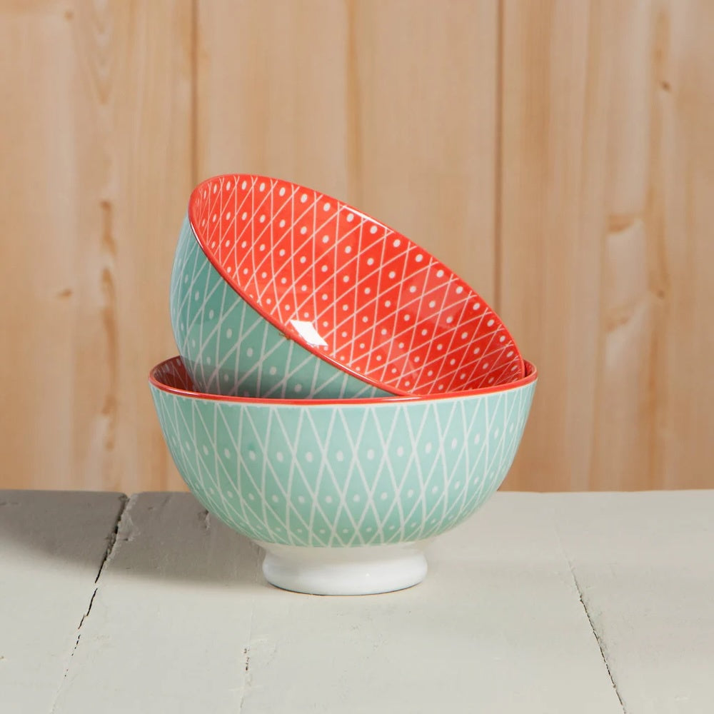 Blue Geo Stamped Bowl
