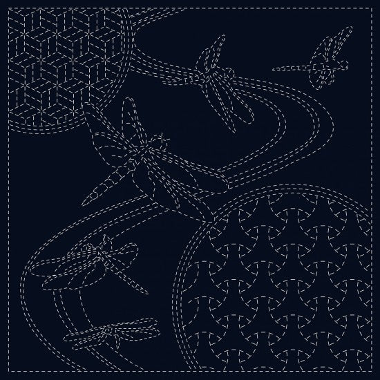 Pre-printed Sashiko Sampler Panel- Dragonfly