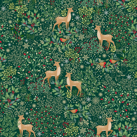 Enchanted Yuletide Dasher and Dancer in Green Metallic Remnant 50cm