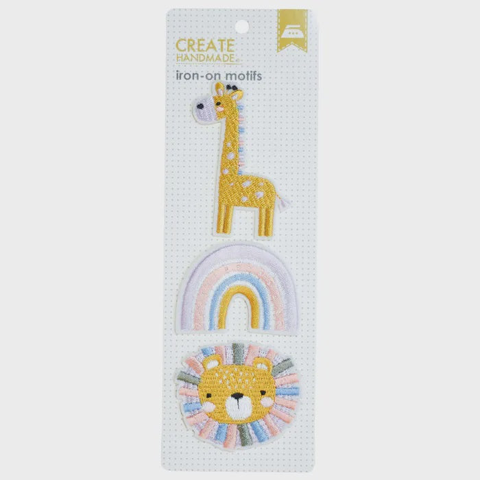 Giraffe, Rainbow and Lion Iron on Motifs