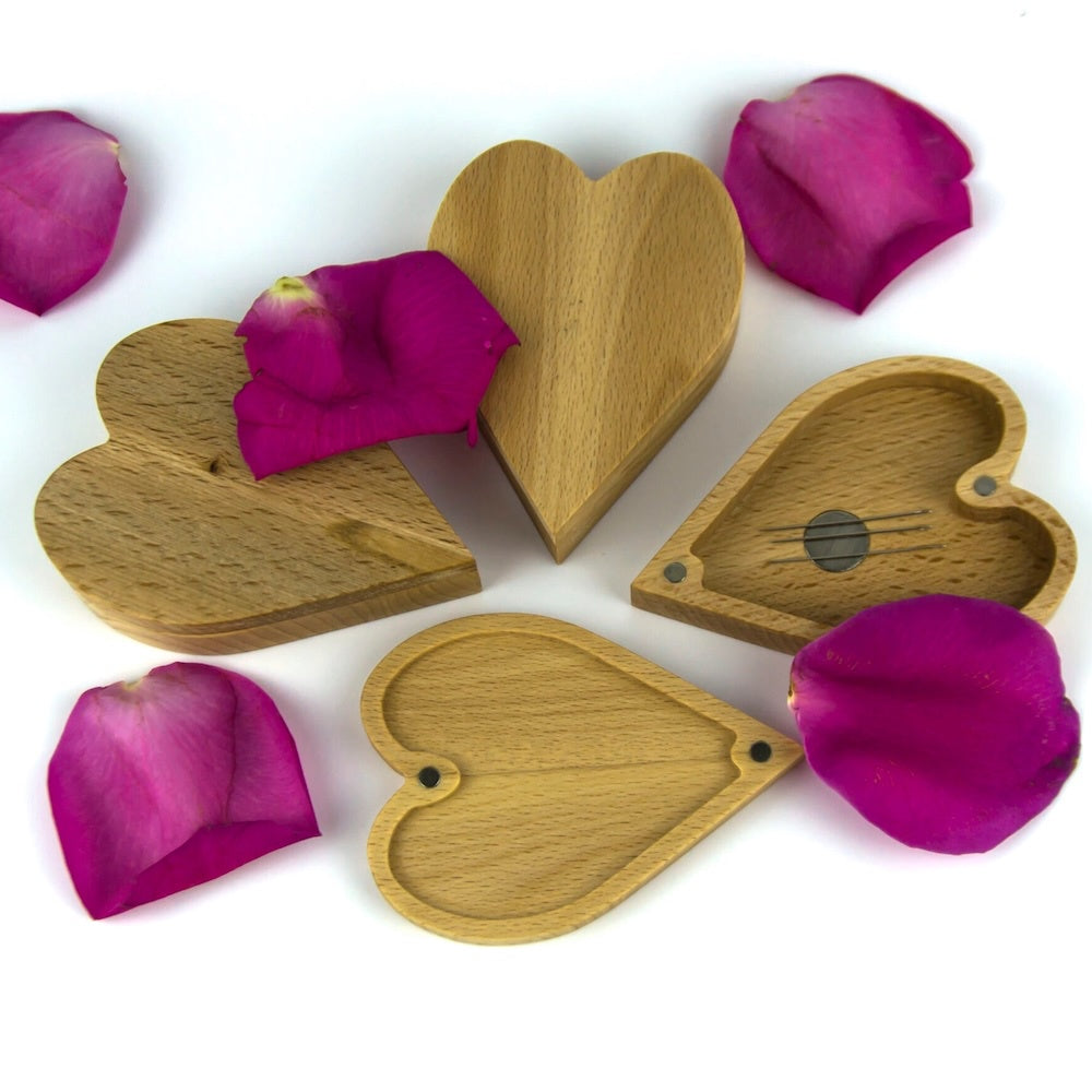 Handcrafted Heart Wooden Needle Case