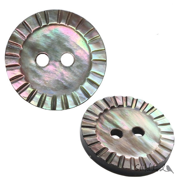 Black Mother of Pearl Pie Cut Edge Button