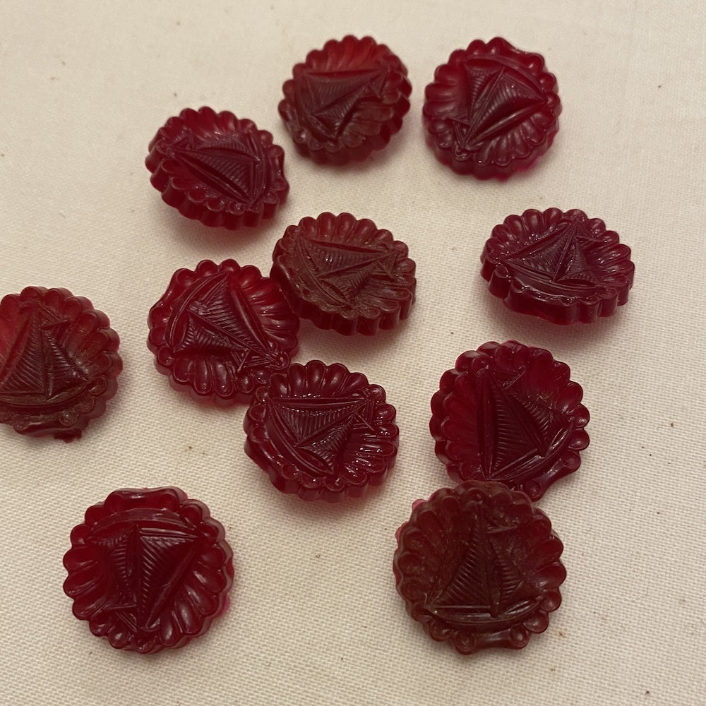 Vintage Plastic Red Yacht Buttons