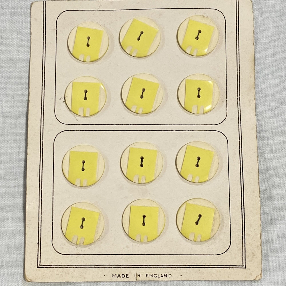 1940's Yellow and White Buttons Made in England