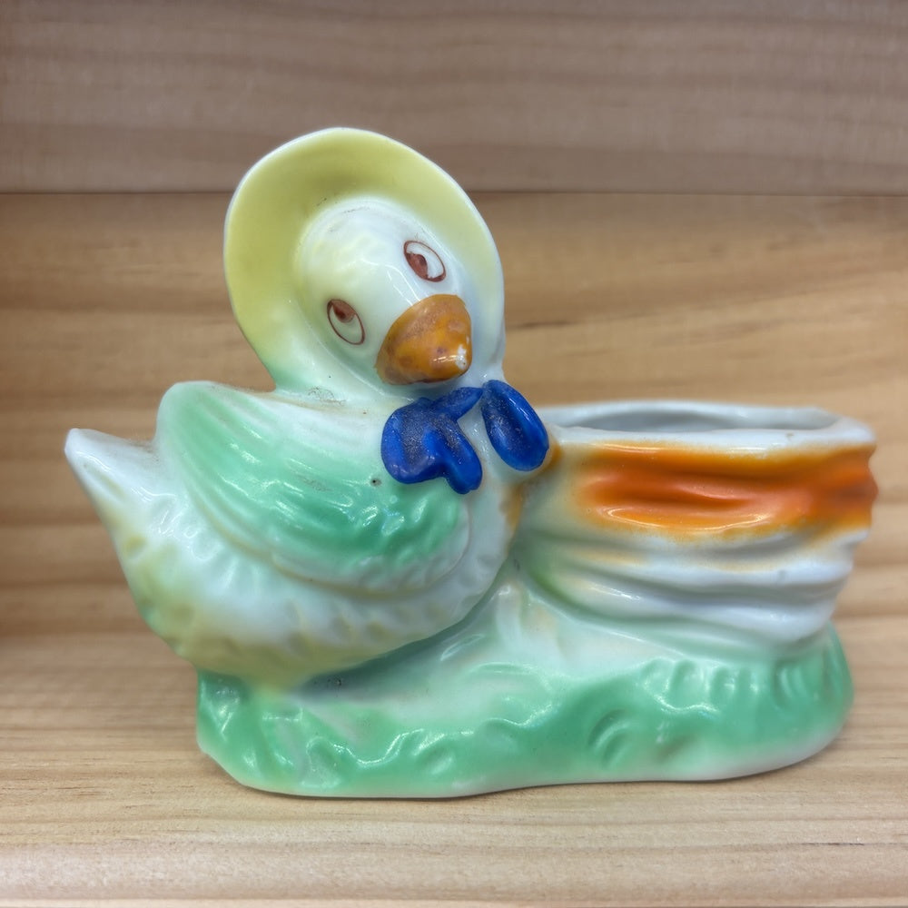 Vintage Duck in Bonnet Easter Egg Holder