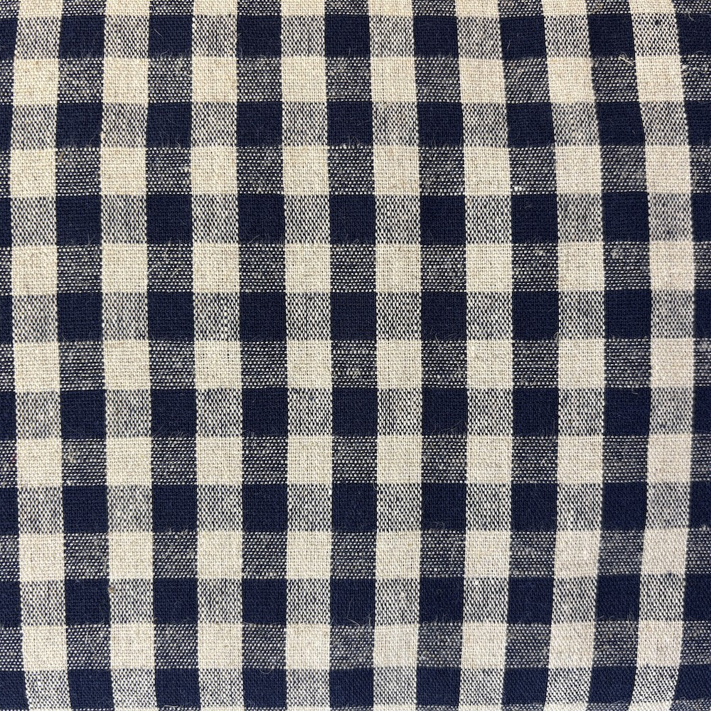 Linen Yarn Dyed Check Dark Navy