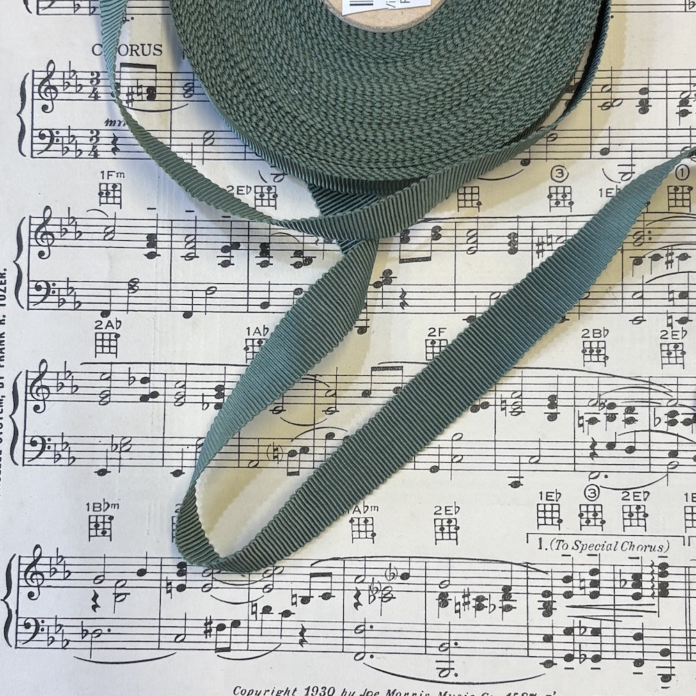 Vintage Sage Green Petersham 15mm