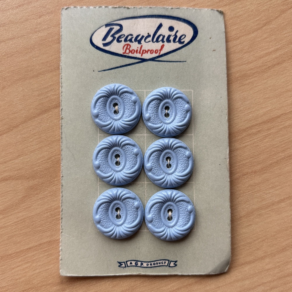 Beauclaire Powder Blue Fancy Buttons on Original Card