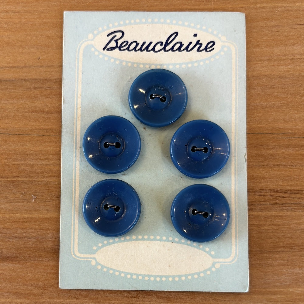 Beauclaire Peacock Blue Buttons on Original Card