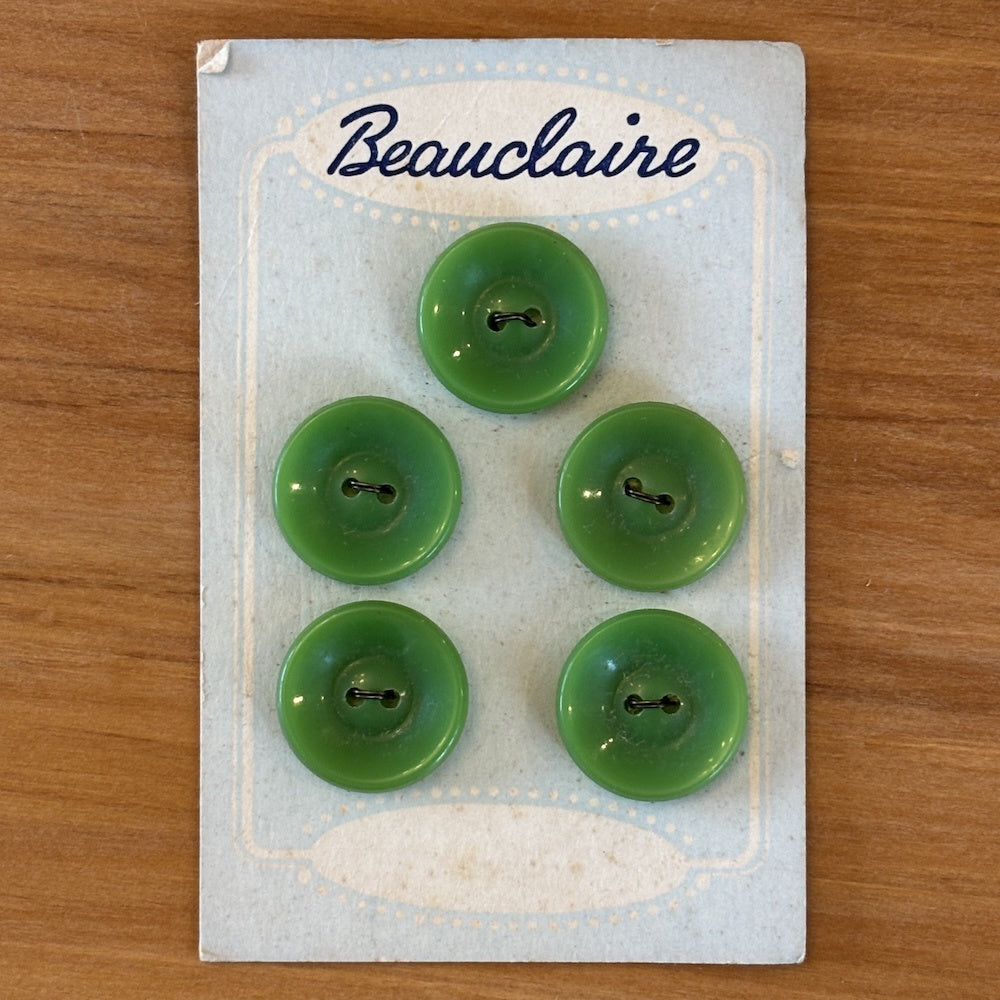 Beauclaire Emerald Green Buttons on Original Card