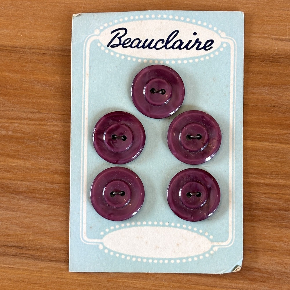 Beauclaire Light Mottled Burgundy Buttons on Original Card