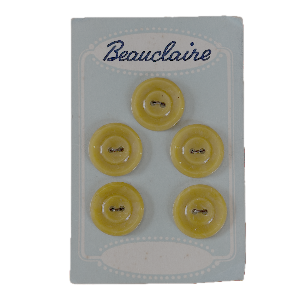 Beauclaire Mustard Yellow Buttons on Original Card