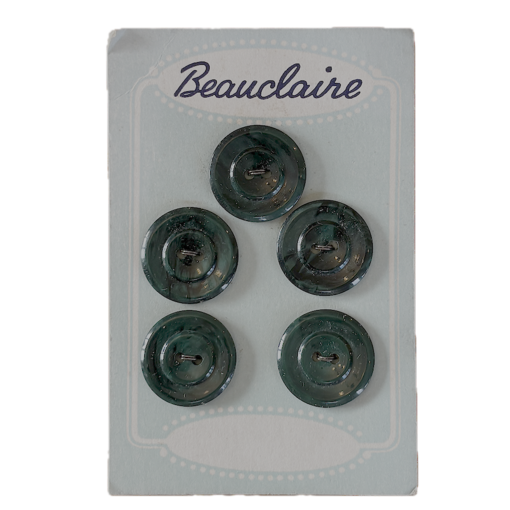 Beauclaire Bottle Green Heathered Buttons on Original Card