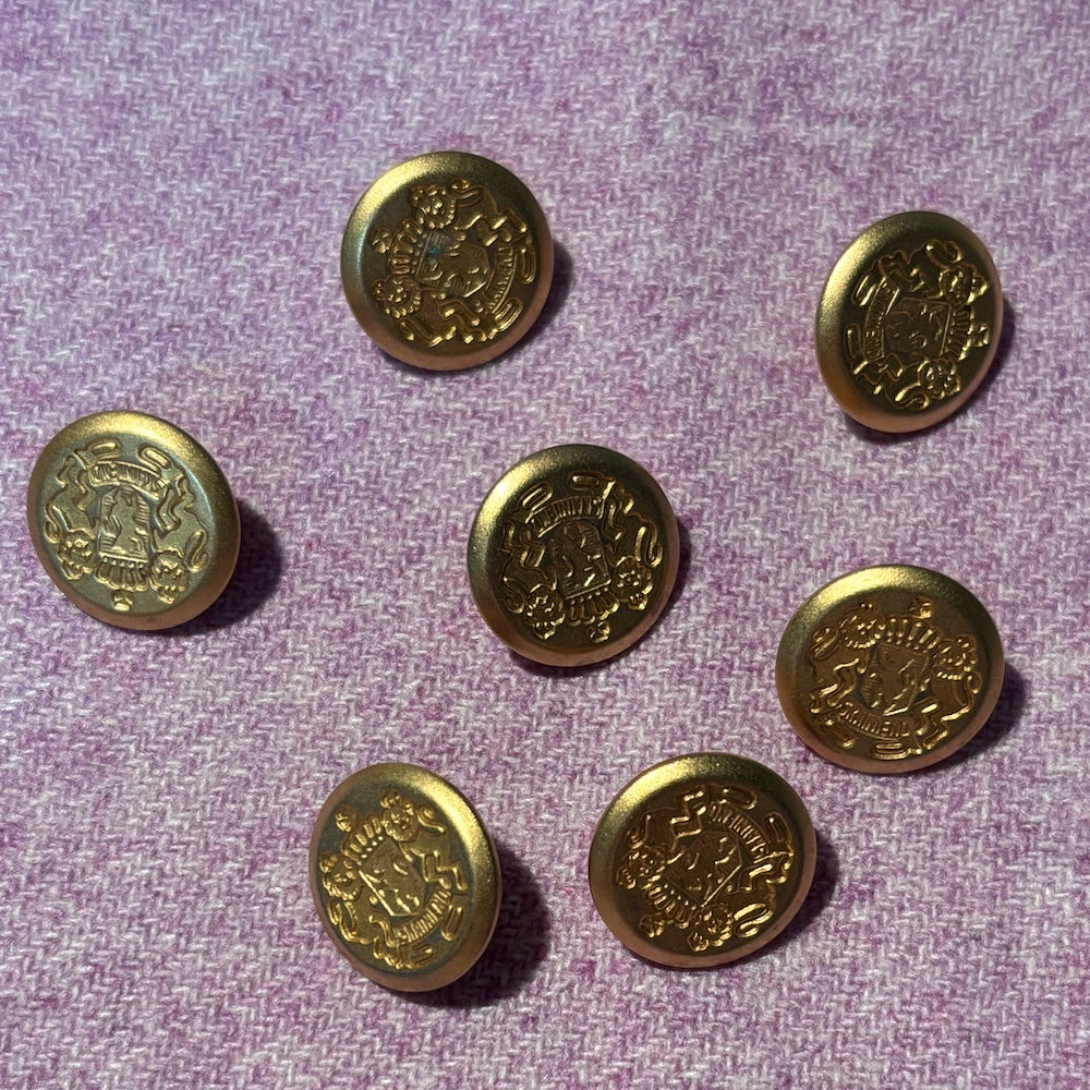 Gold Metal Crest Buttons 16mm x 7