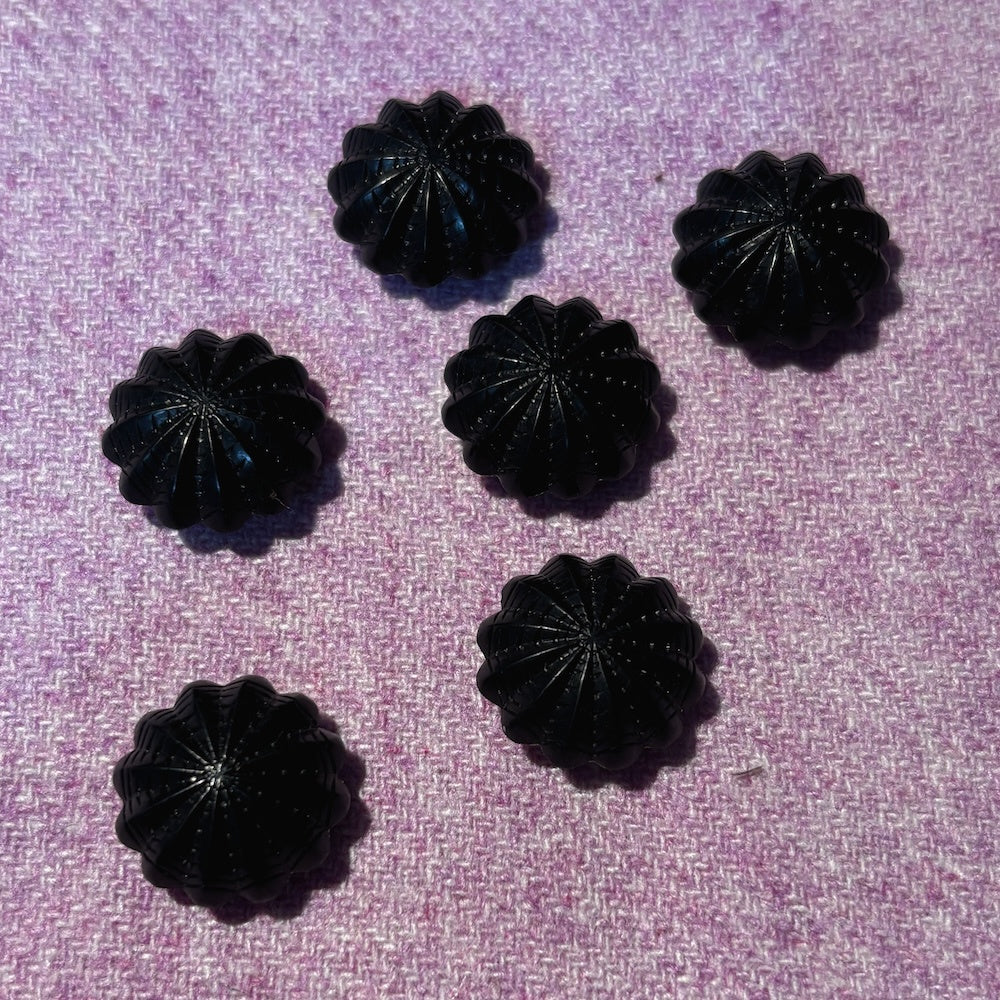 Black Dome Shaped Buttons x 6