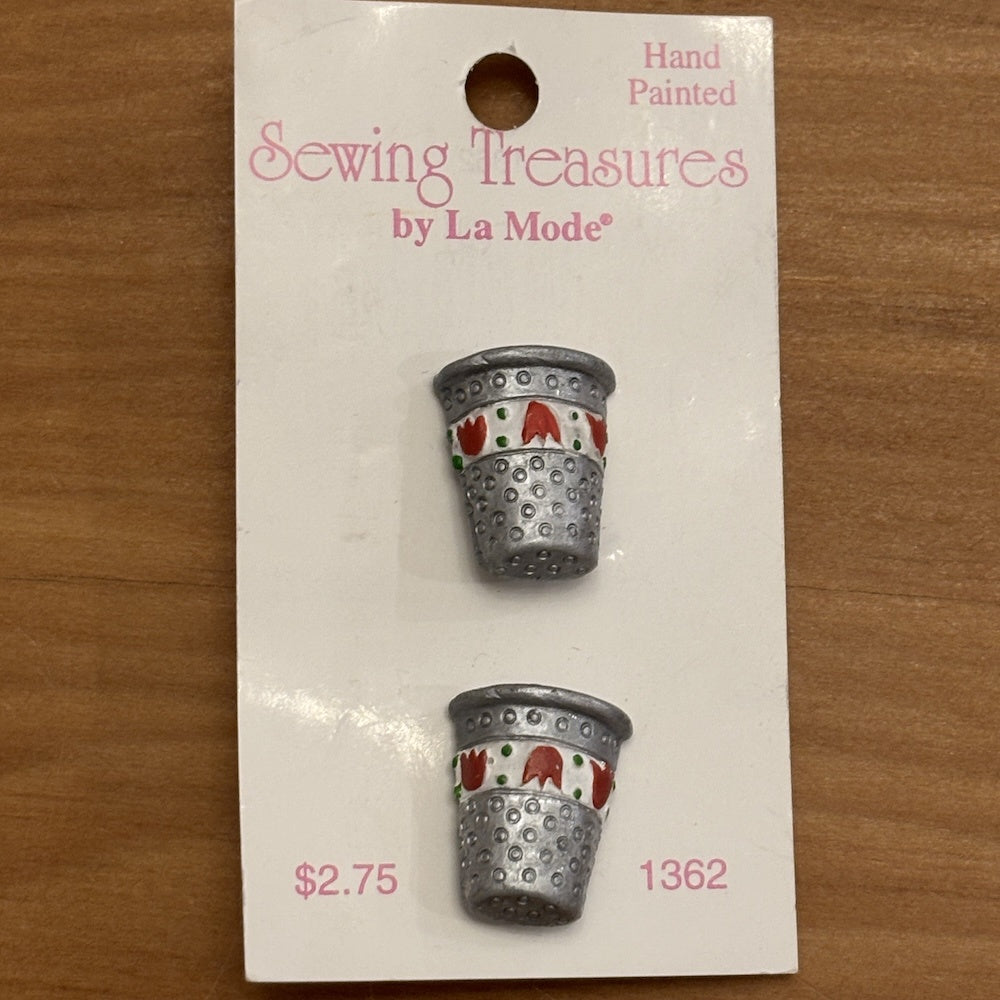 Hand Painted Thimble Buttons on Card