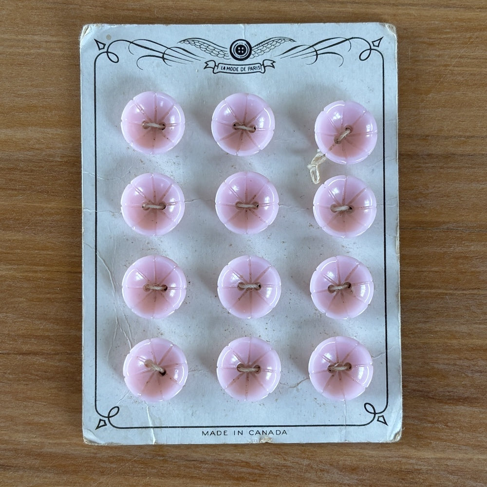 Pink Flower Bowl Buttons x 12