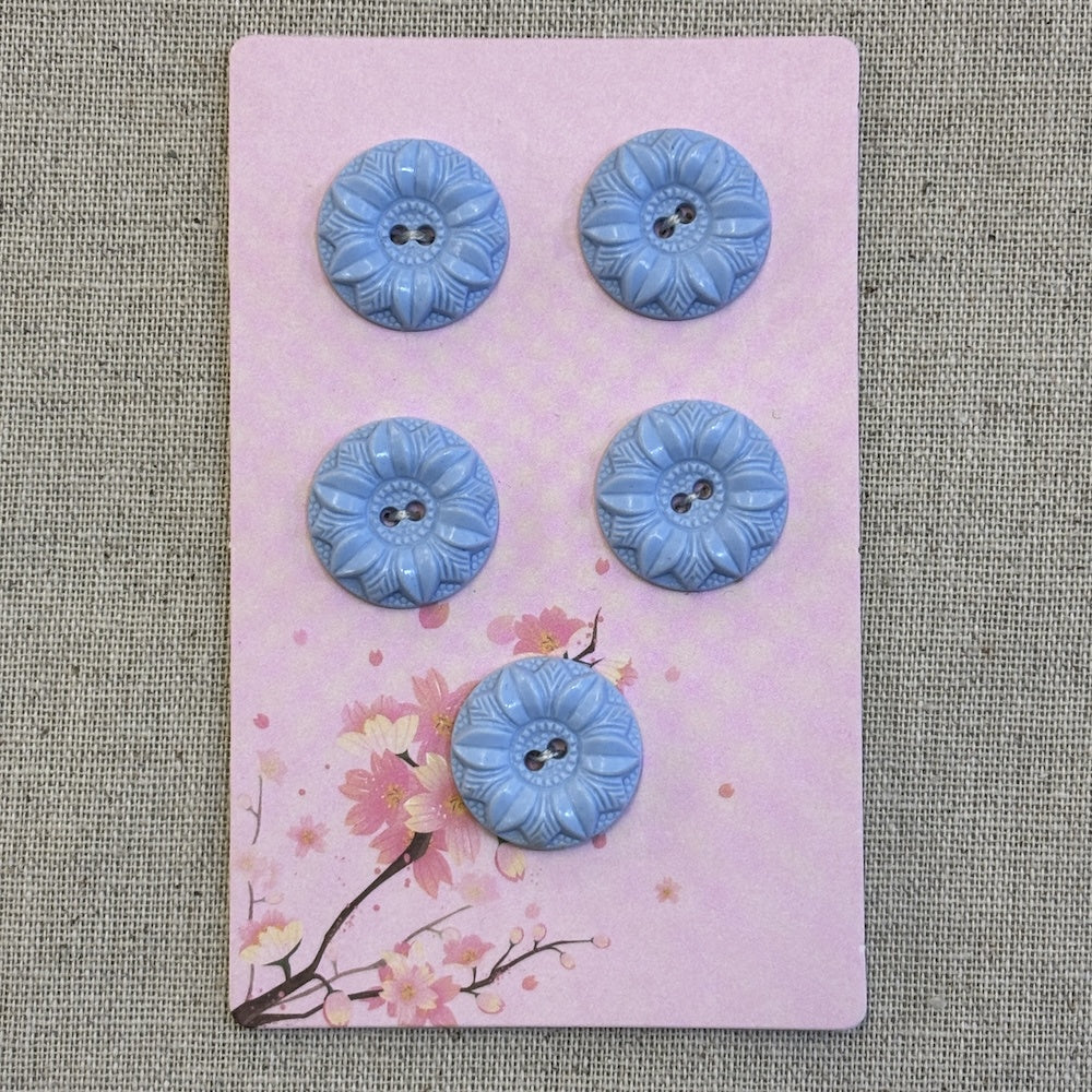 Powder Blue Flower Buttons 19mm x 5
