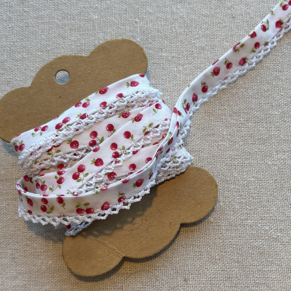 Cherry and Strawberry Crochet Edge Bias Binding 3 metres