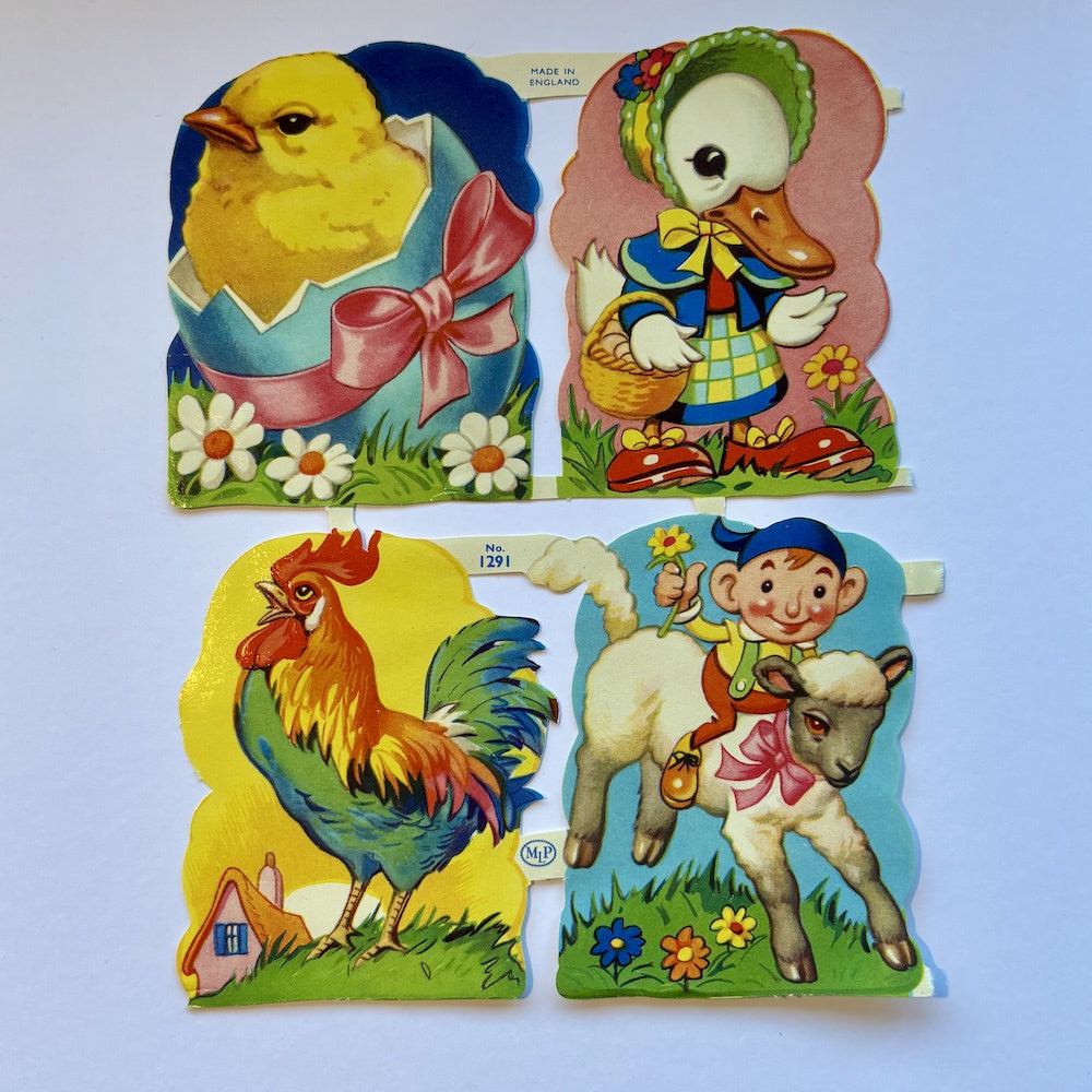 Vintage Scraps - Chick, Duck, Lamb and Rooster