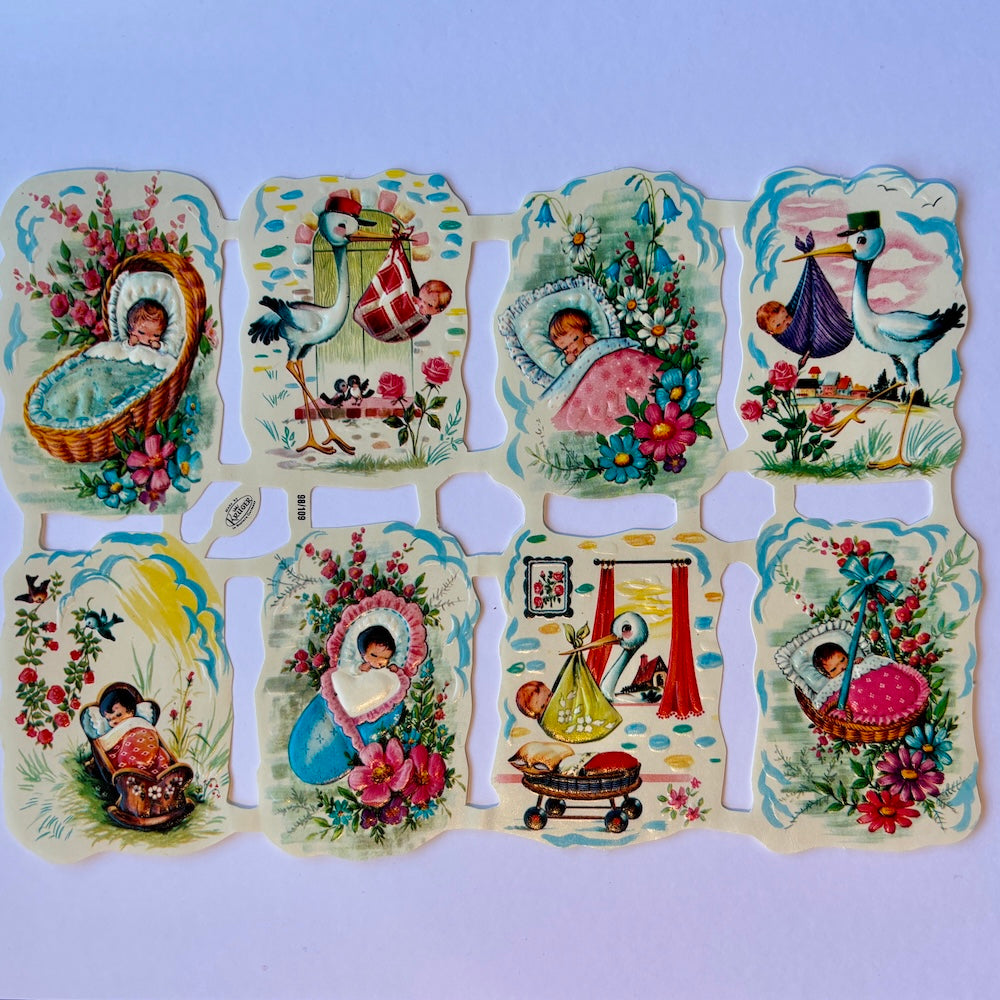 Vintage Scraps - Babies and Stork