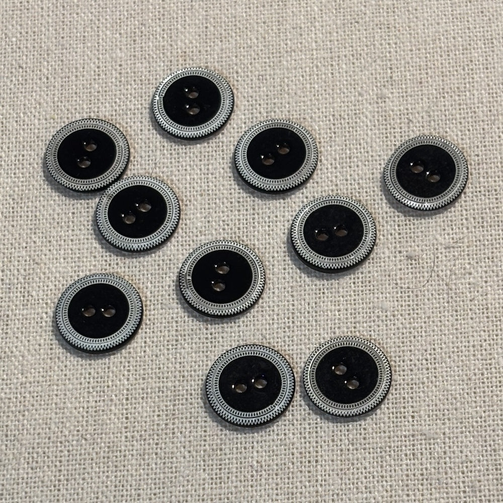 Black Mother Of Pearl Buttons with Fancy Edge x 10