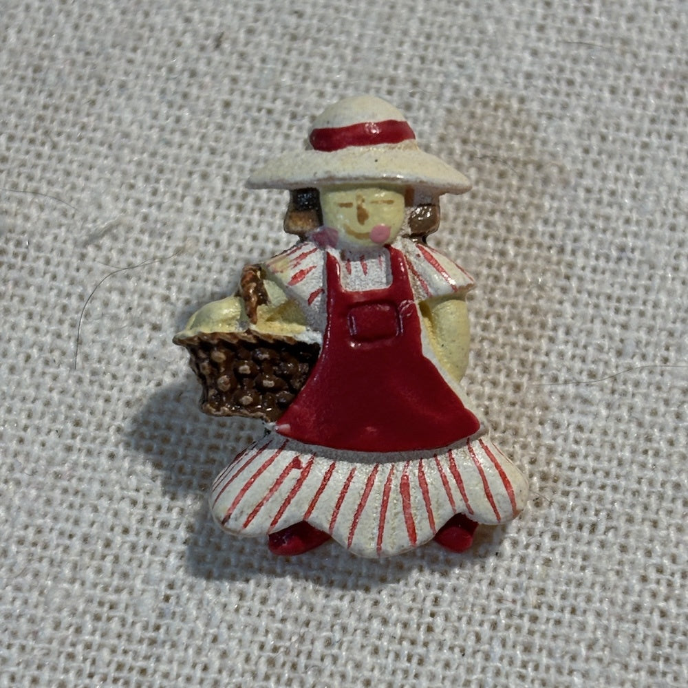 Girl with Basket Button