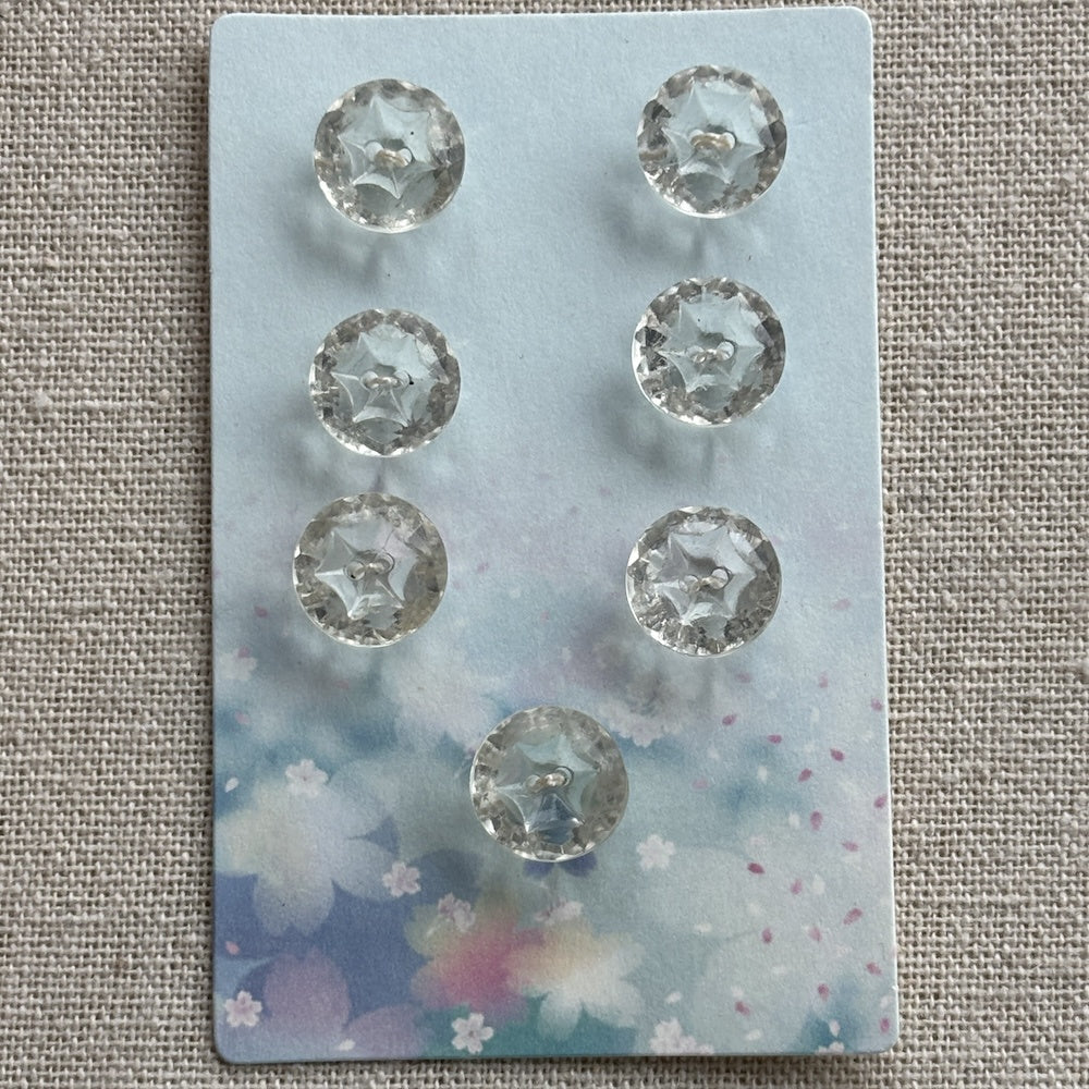 Vintage Clear Cut Glass Buttons x 7
