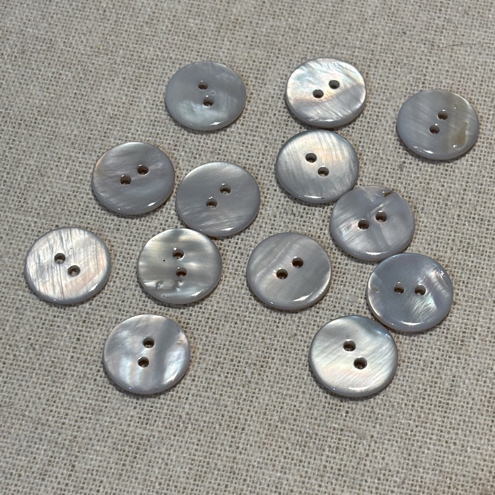 Grey Mother of Pearl Buttons 15mm x 13