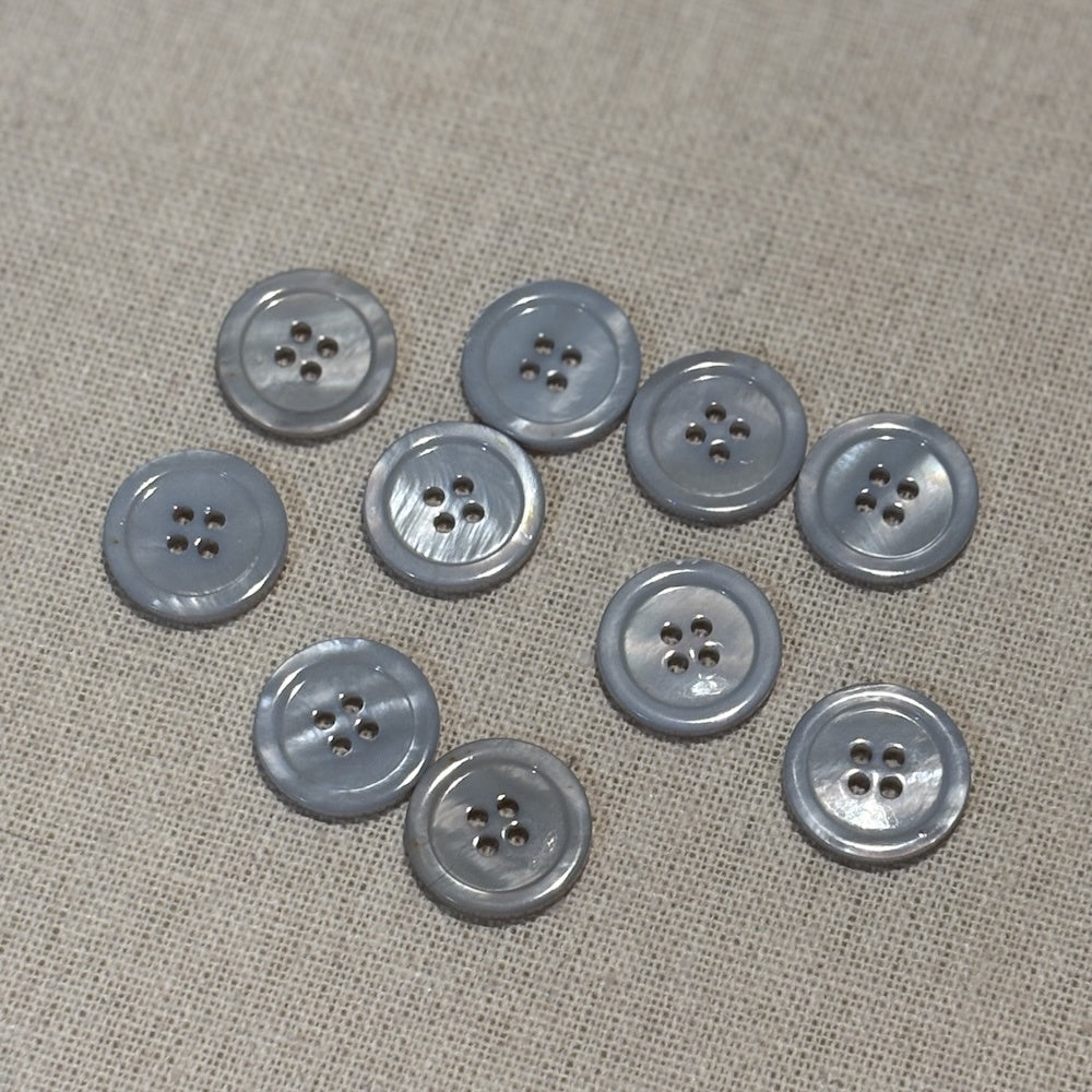 Grey Mother Of Pearl Buttons Raised Edge 17mm x 10