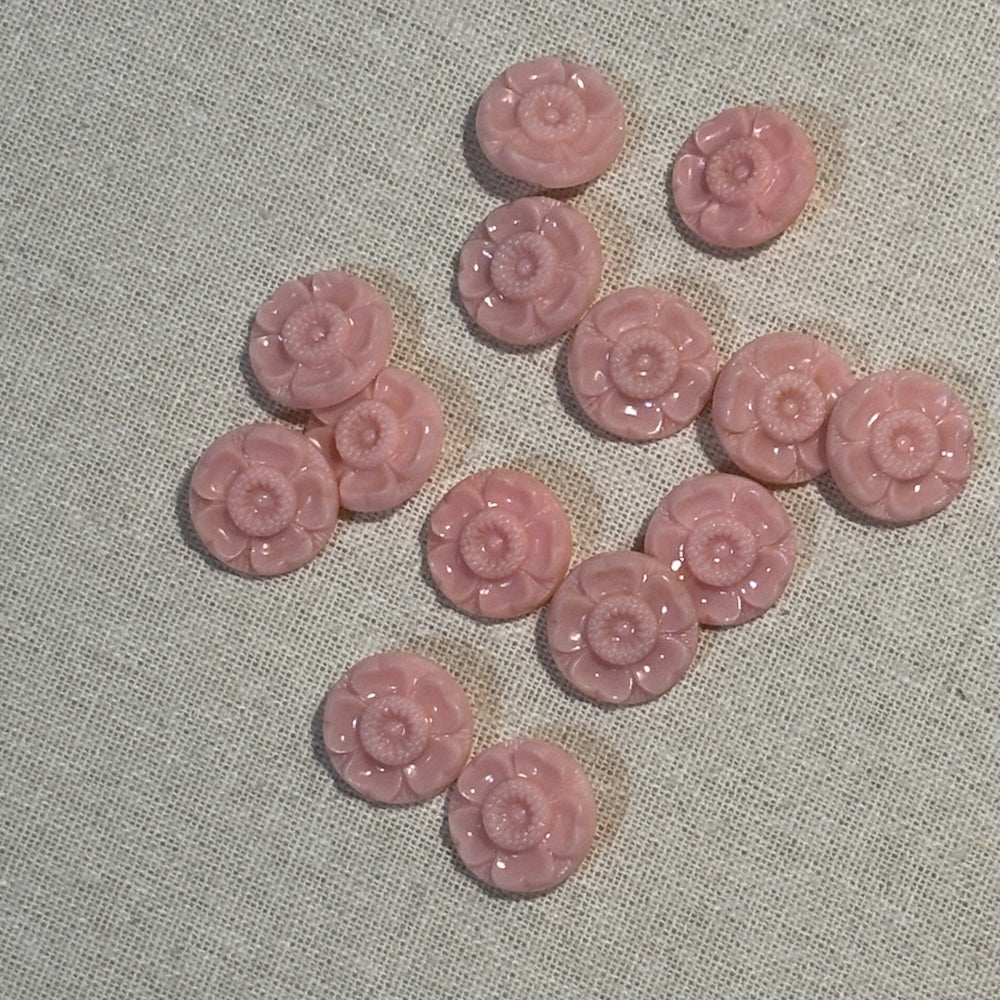 Pink Pressed Flower 19mm Shank Buttons